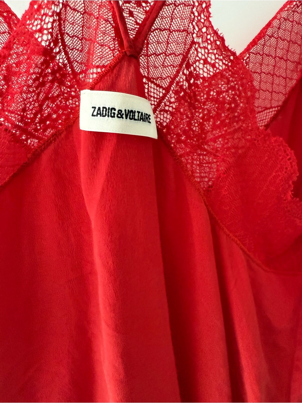 Zadig & Voltaire Red Lace-Trim Slip Cami